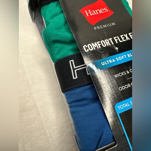 Hanes Men’s Boxer Briefs Size Large 36/38”  Blue Green Gray 3pk - Picture 2 of 7